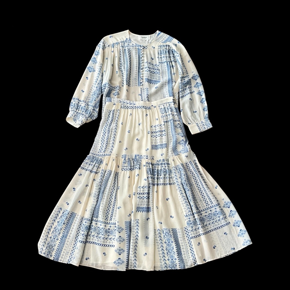 ba&sh Cream Blouse with Blue Floral Print - Picture 14 of 16